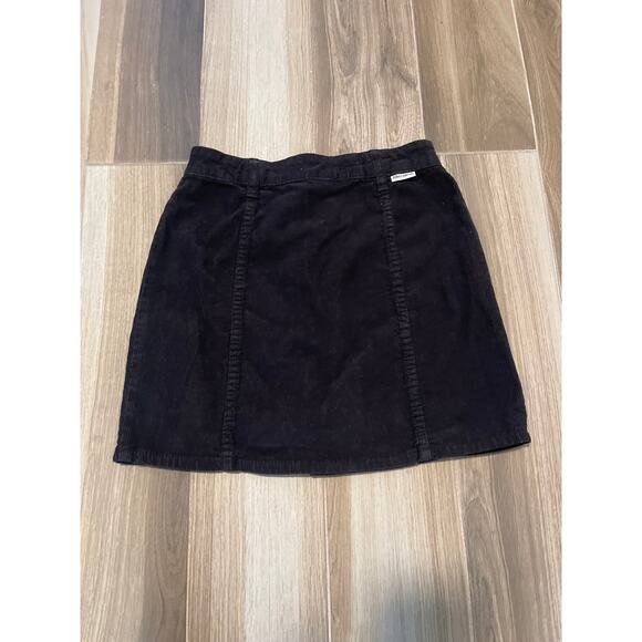 Billabong Button Down Corduroy Mini Skirt Black Size 26 - Picture 2 of 4